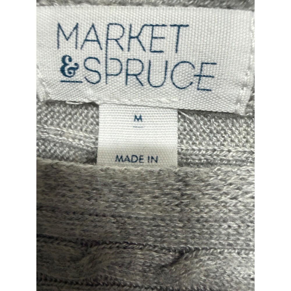 Market & Spruce Gray Knit Light Weight Sweater Size Medium Cashmere Silk Blend - Picture 5 of 6